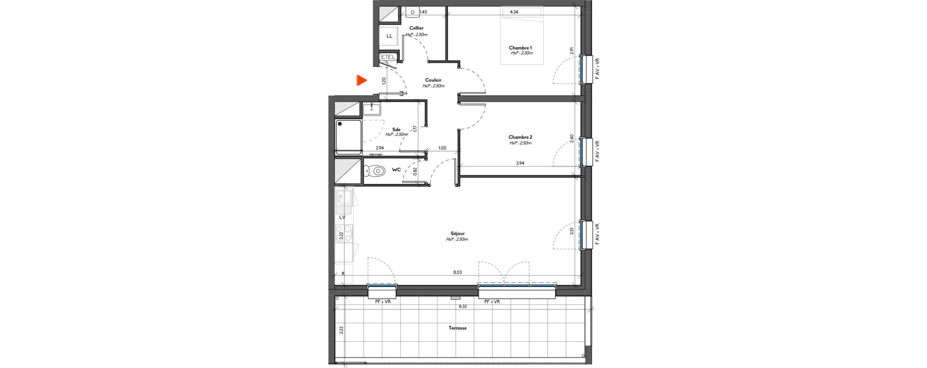 Appartement T3 de 64,07 m2 &agrave; Avrill&eacute; Le bois du roi
