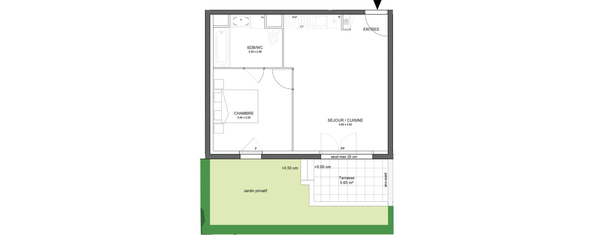 Appartement T2 de 41,46 m2 &agrave; Avrill&eacute; Le bois du roi
