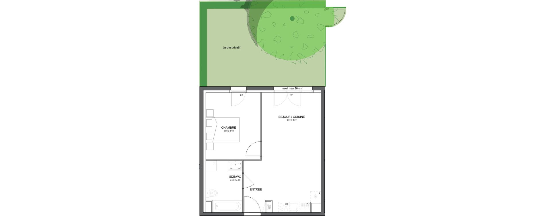 Appartement T2 de 43,00 m2 &agrave; Avrill&eacute; Le bois du roi