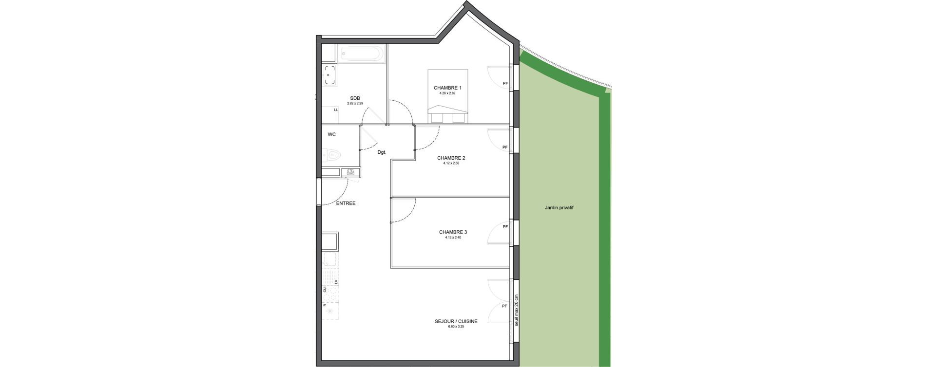Appartement T4 de 79,87 m2 &agrave; Avrill&eacute; Le bois du roi