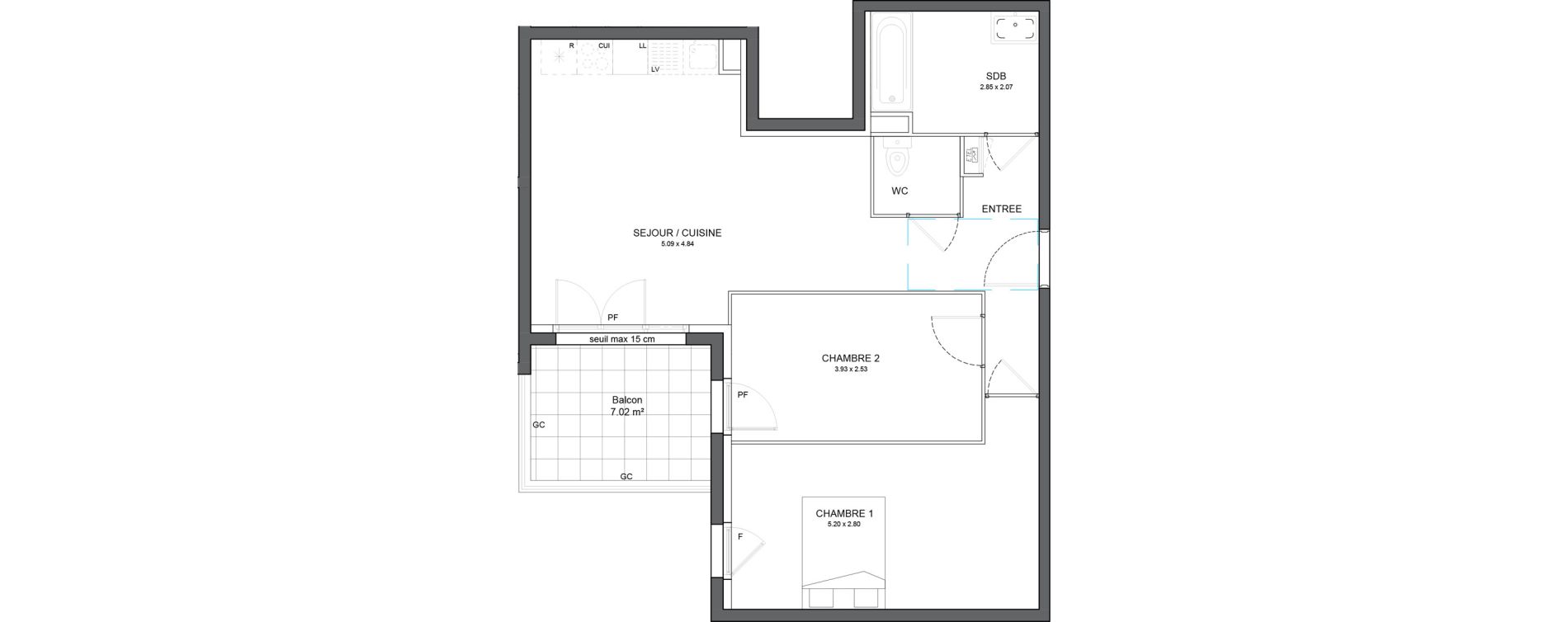 Appartement T3 de 62,67 m2 &agrave; Avrill&eacute; Le bois du roi