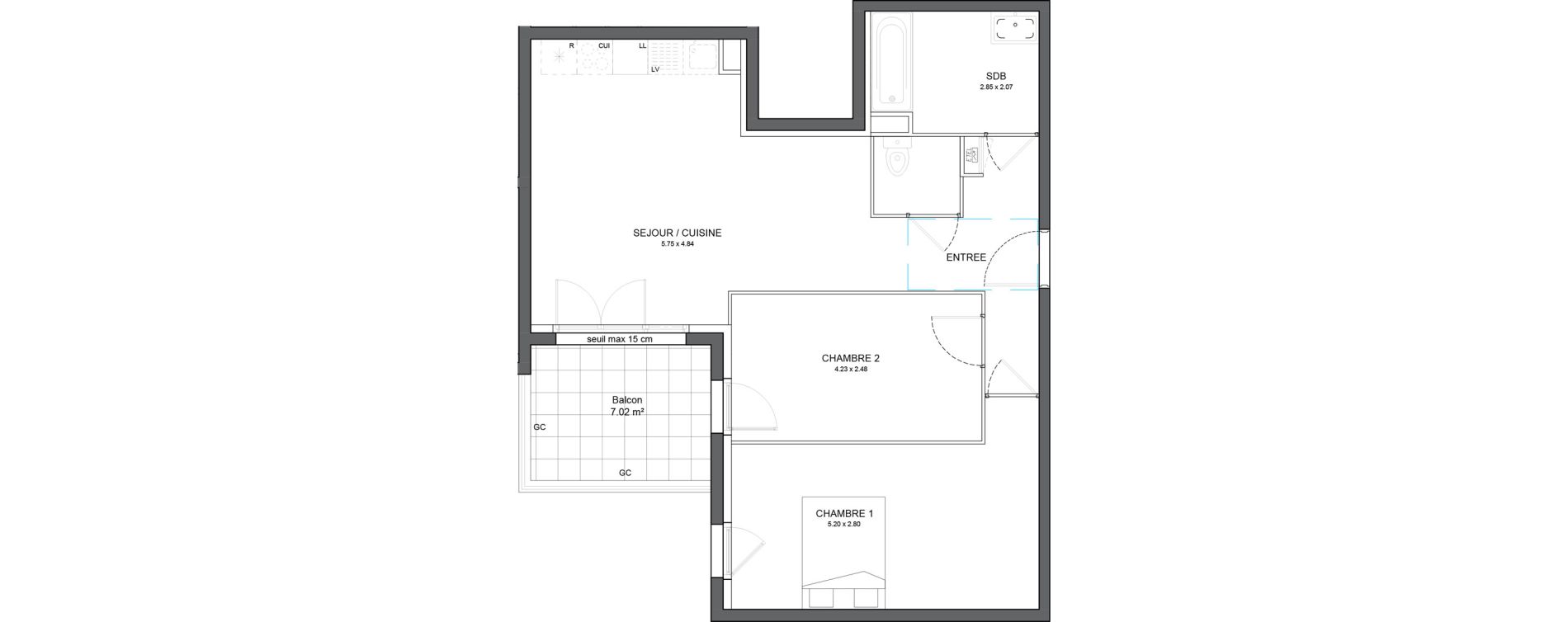 Appartement T3 de 62,65 m2 &agrave; Avrill&eacute; Le bois du roi
