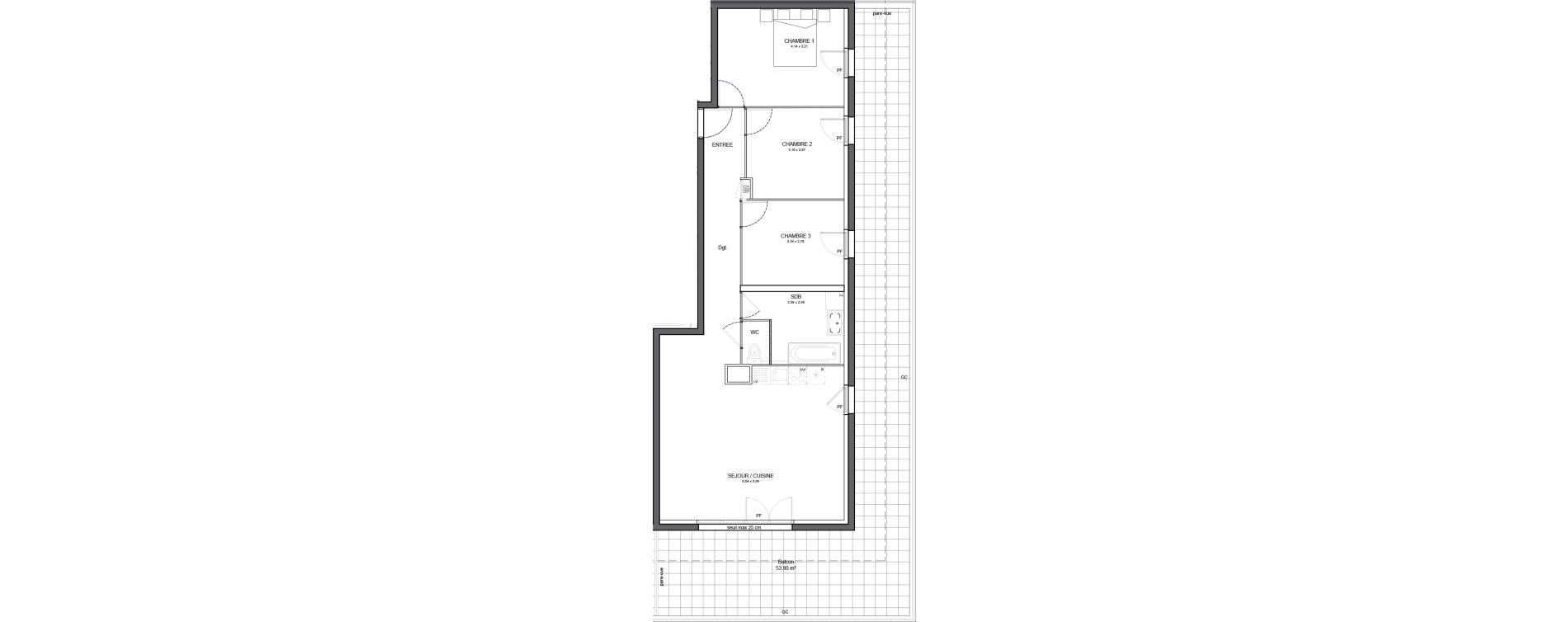 Appartement T4 de 81,63 m2 &agrave; Avrill&eacute; Le bois du roi