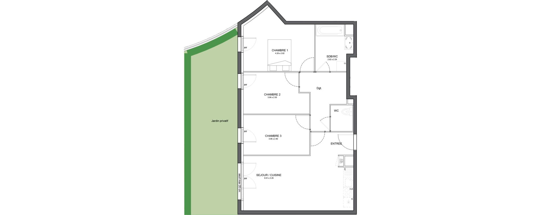 Appartement T4 de 71,17 m2 &agrave; Avrill&eacute; Le bois du roi