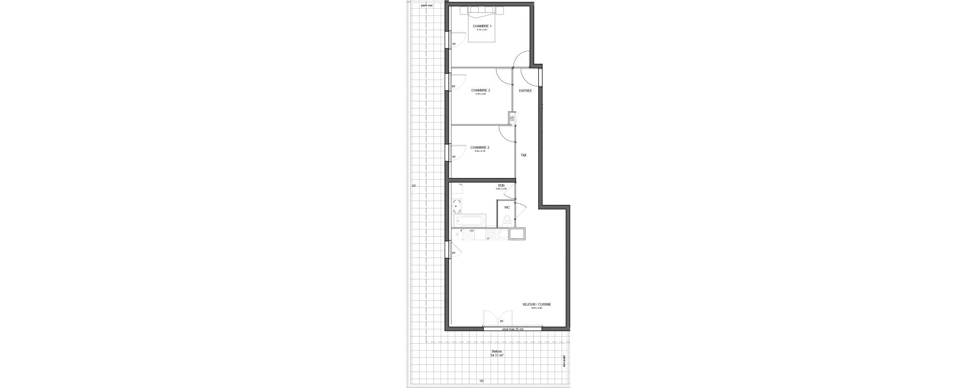 Appartement T4 de 82,69 m2 &agrave; Avrill&eacute; Le bois du roi