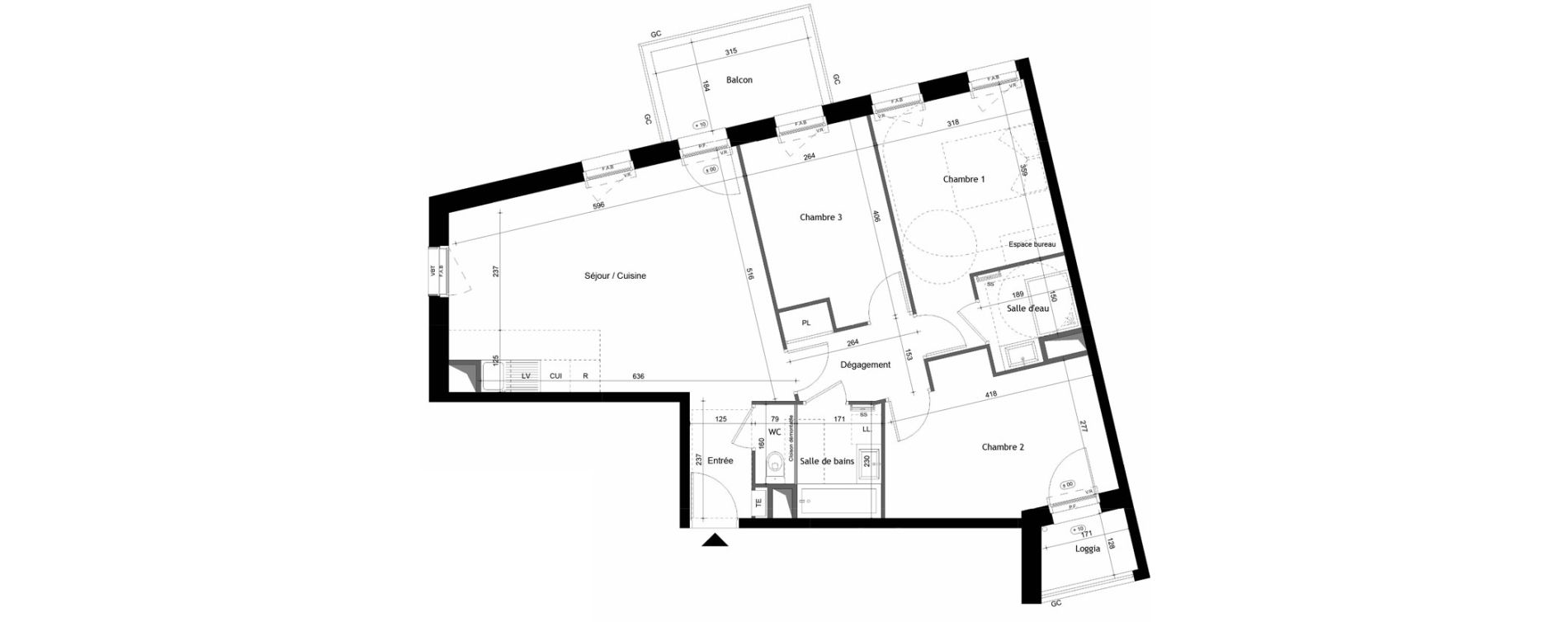 Appartement T4 de 79,77 m2 &agrave; Avrill&eacute; Coteaux de la mayenne