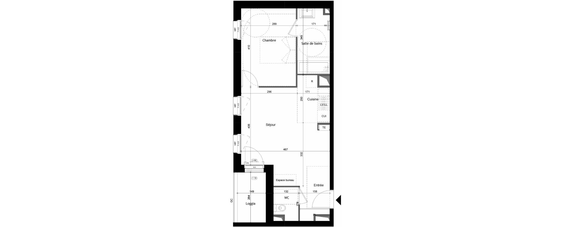 Appartement T2 de 45,09 m2 &agrave; Avrill&eacute; Coteaux de la mayenne