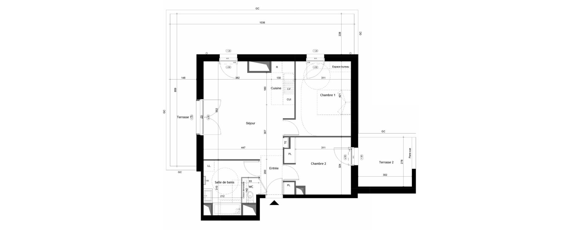 Appartement T3 de 62,14 m2 &agrave; Avrill&eacute; Coteaux de la mayenne