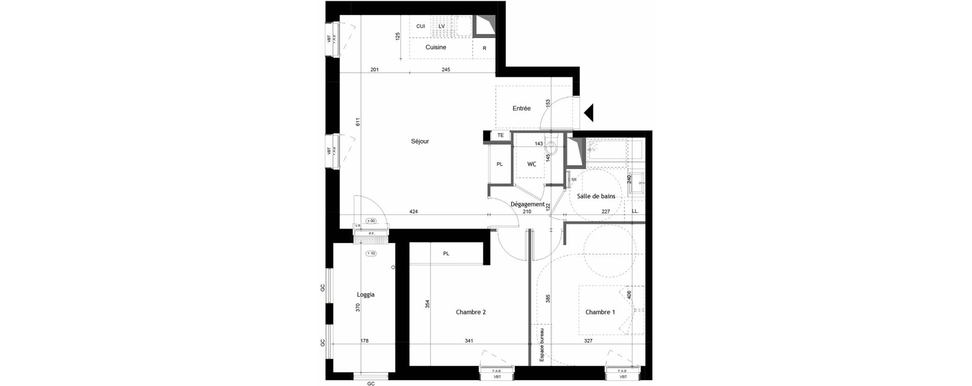 Appartement T3 de 65,18 m2 &agrave; Avrill&eacute; Coteaux de la mayenne