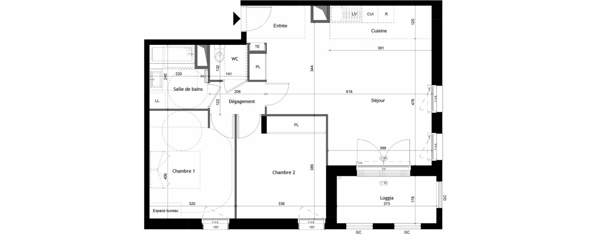 Appartement T3 de 68,64 m2 &agrave; Avrill&eacute; Coteaux de la mayenne