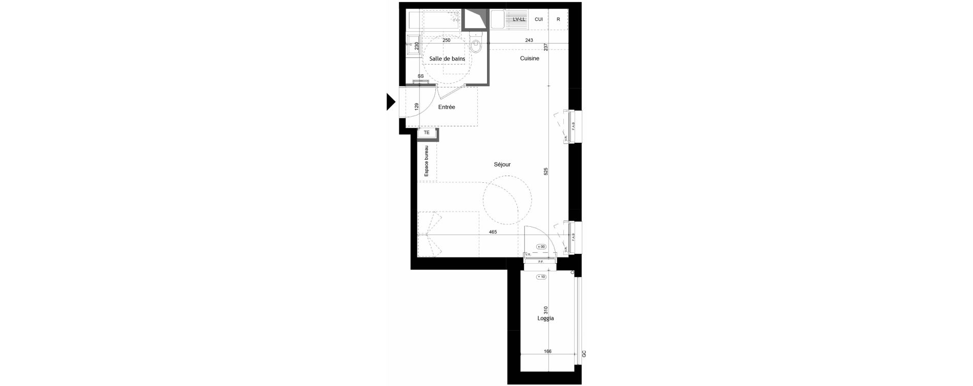 Appartement T1 de 35,54 m2 &agrave; Avrill&eacute; Coteaux de la mayenne