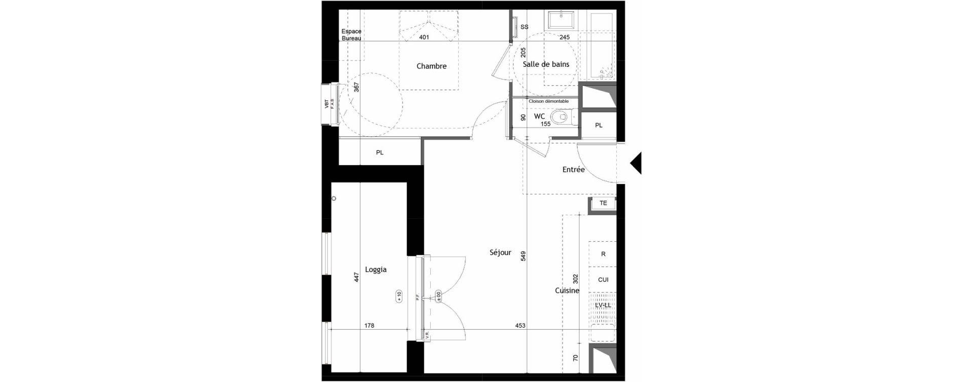 Appartement T2 de 44,10 m2 &agrave; Avrill&eacute; Coteaux de la mayenne