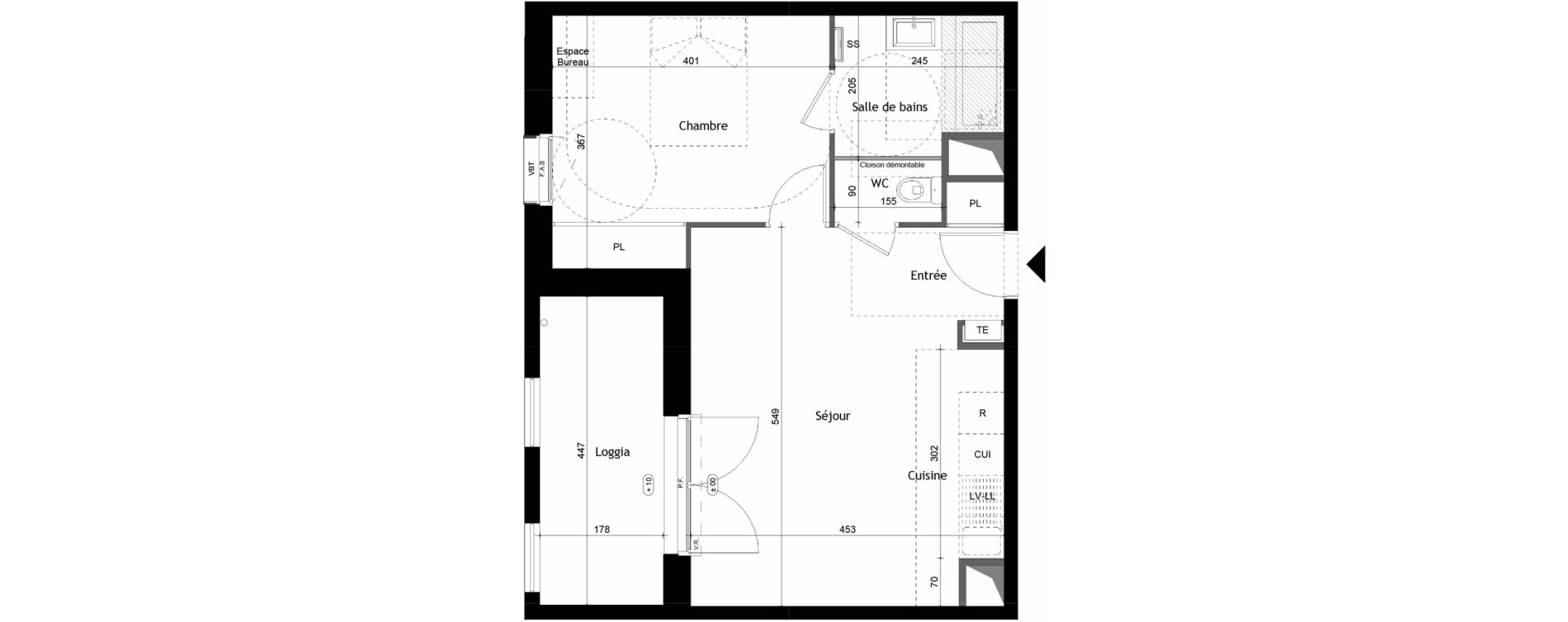 Appartement T2 de 44,09 m2 &agrave; Avrill&eacute; Coteaux de la mayenne