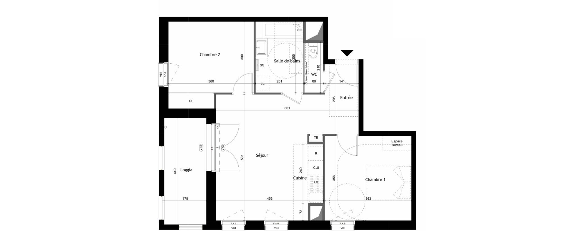 Appartement T3 de 60,30 m2 &agrave; Avrill&eacute; Coteaux de la mayenne