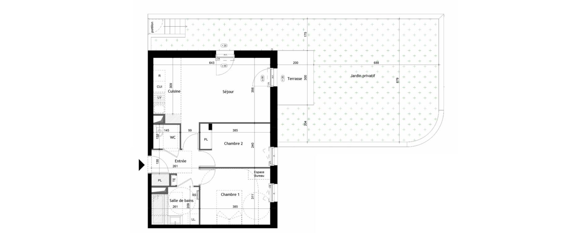 Appartement T3 de 57,10 m2 &agrave; Avrill&eacute; Coteaux de la mayenne
