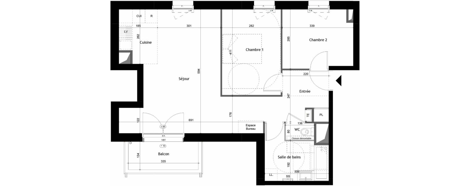 Appartement T3 de 64,43 m2 &agrave; Avrill&eacute; Coteaux de la mayenne