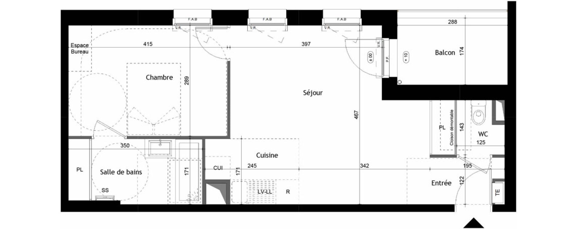 Appartement T2 de 45,14 m2 &agrave; Avrill&eacute; Coteaux de la mayenne