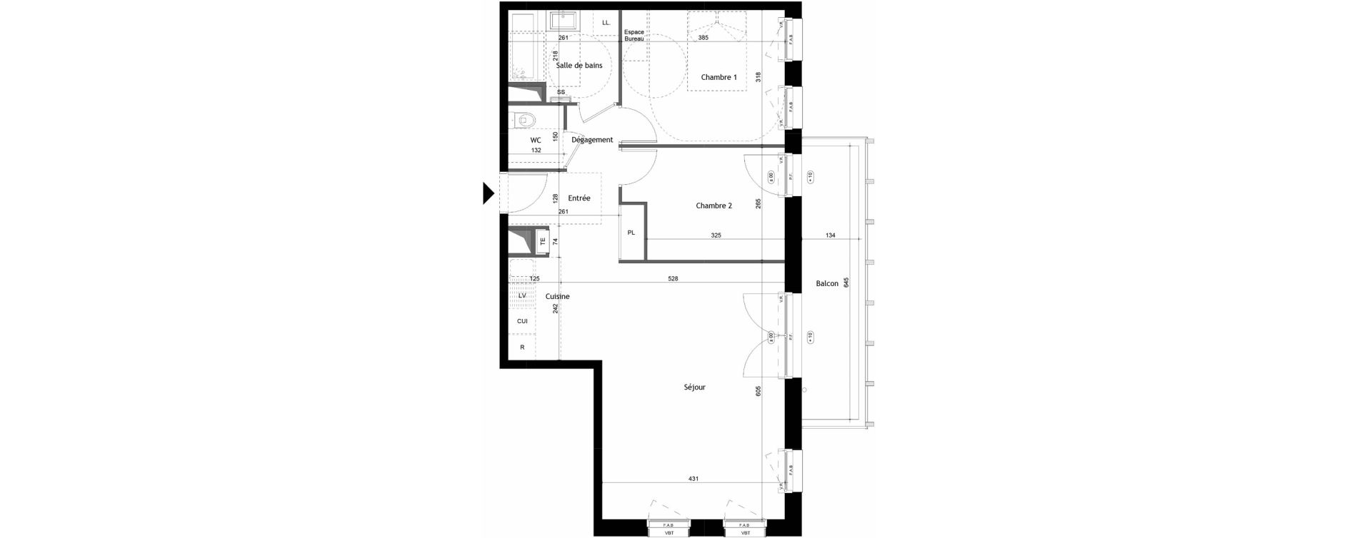 Appartement T3 de 67,61 m2 &agrave; Avrill&eacute; Coteaux de la mayenne