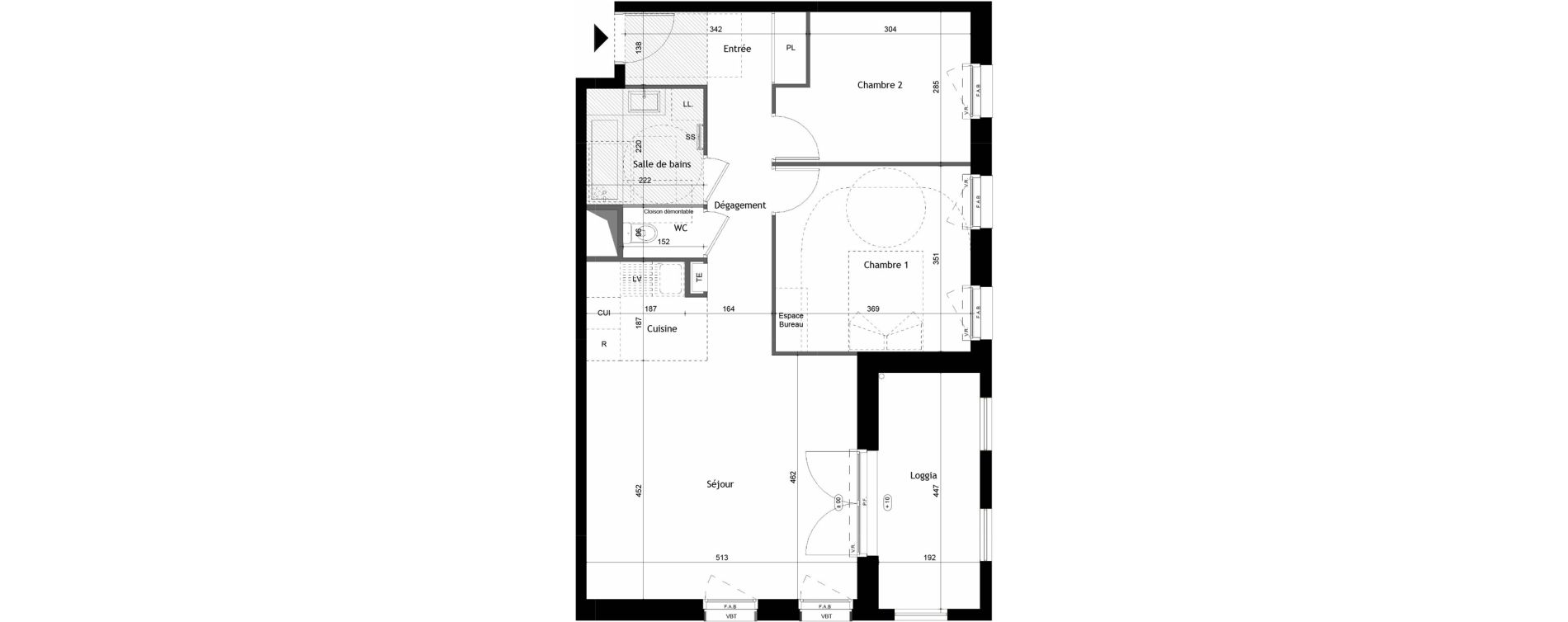 Appartement T3 de 67,31 m2 &agrave; Avrill&eacute; Coteaux de la mayenne