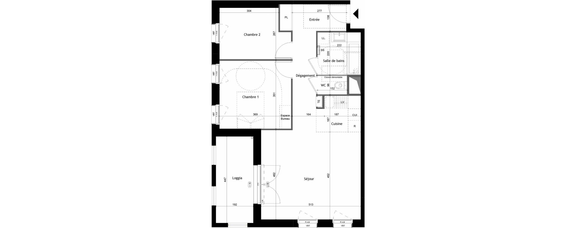 Appartement T3 de 66,76 m2 &agrave; Avrill&eacute; Coteaux de la mayenne