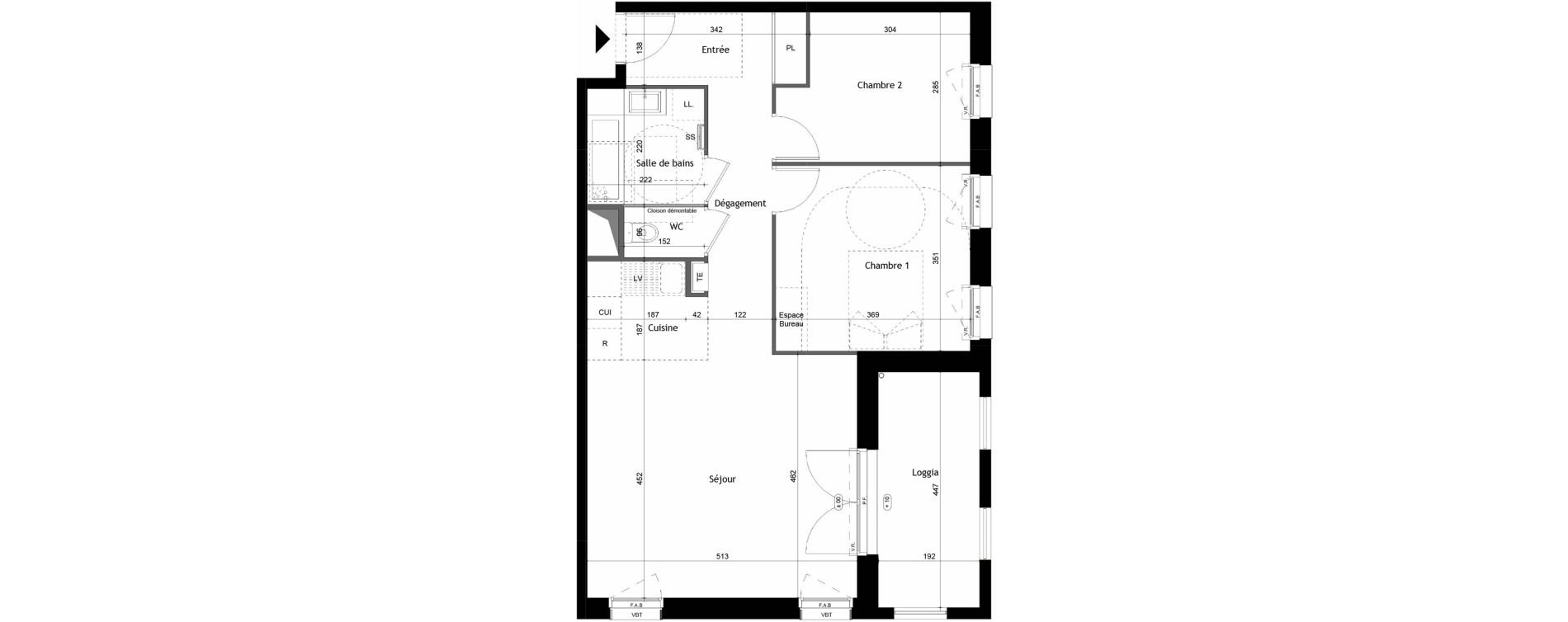 Appartement T3 de 67,31 m2 &agrave; Avrill&eacute; Coteaux de la mayenne