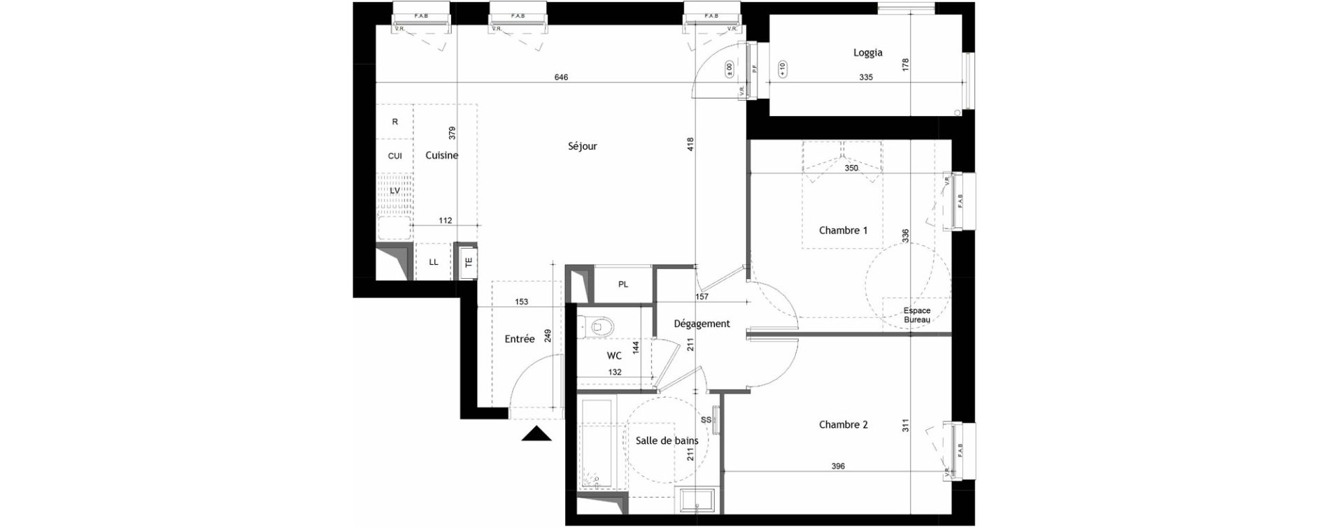 Appartement T3 de 65,01 m2 &agrave; Avrill&eacute; Coteaux de la mayenne