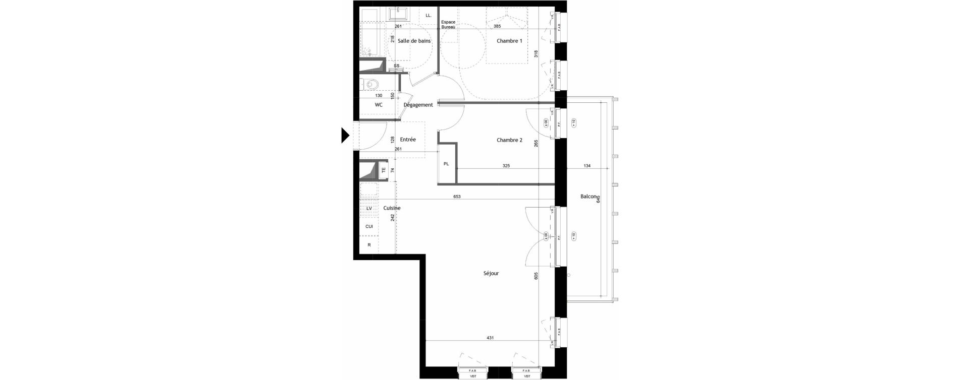 Appartement T3 de 67,61 m2 &agrave; Avrill&eacute; Coteaux de la mayenne