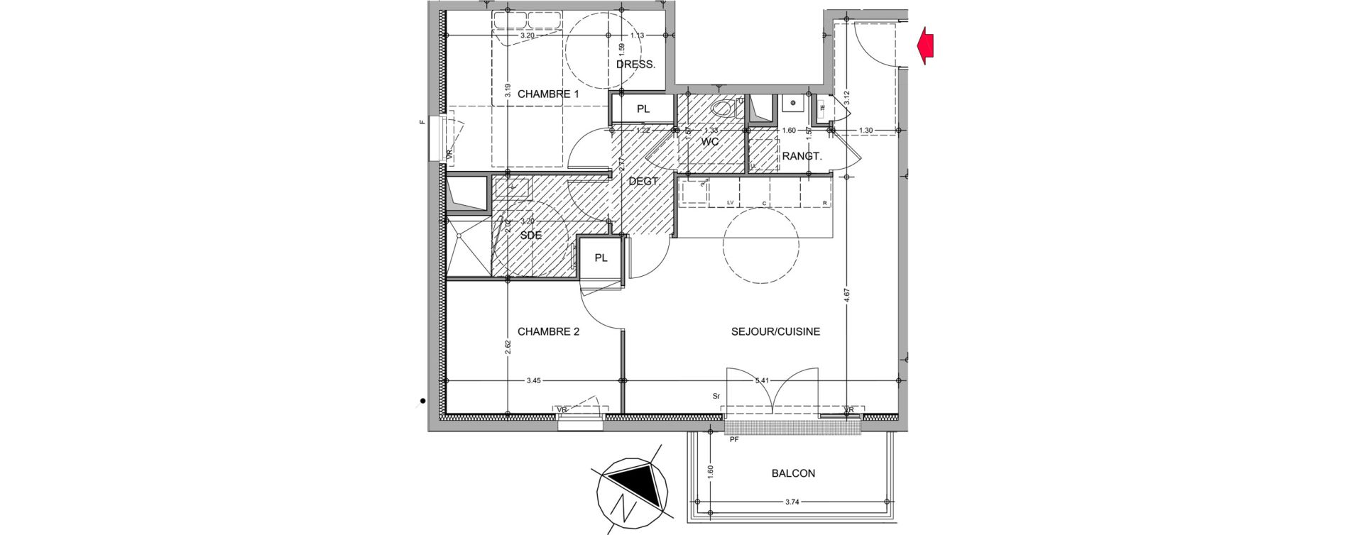 Appartement T3 de 62,41 m2 &agrave; Avrill&eacute; Le bois du roi