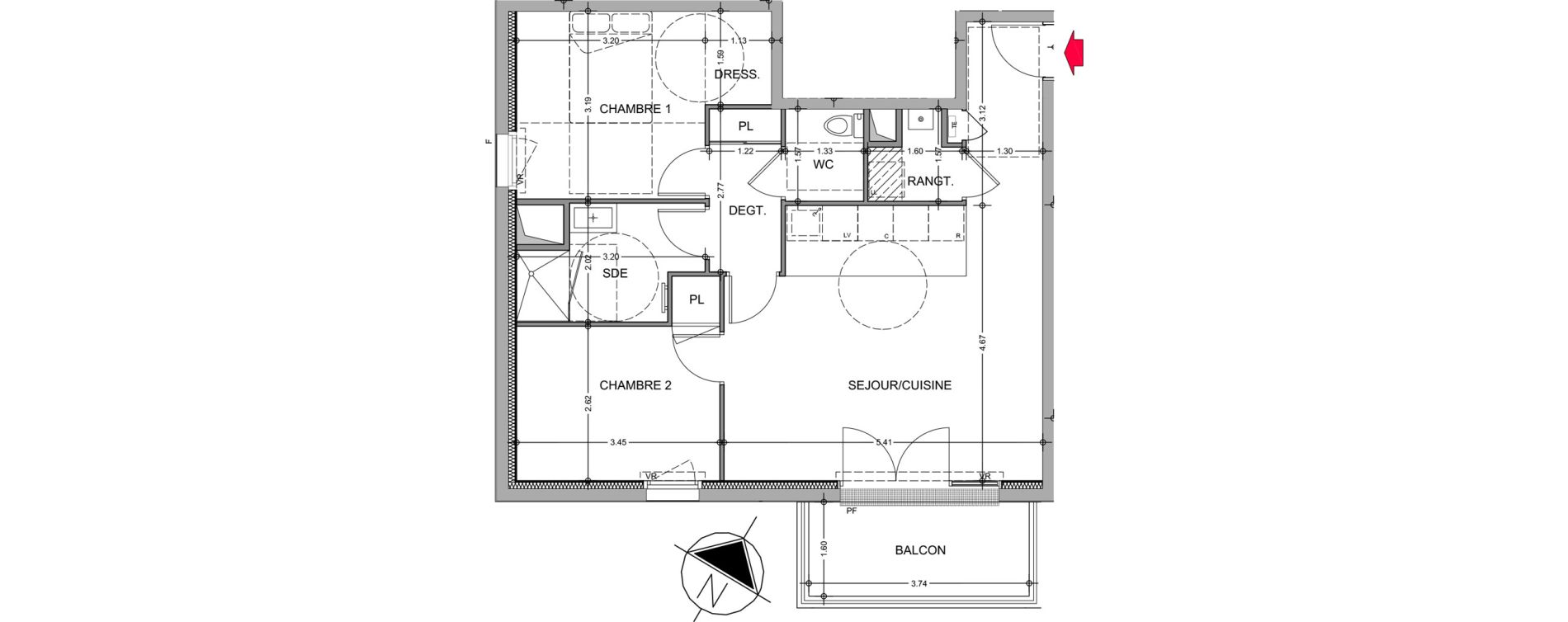 Appartement T3 de 62,41 m2 &agrave; Avrill&eacute; Le bois du roi