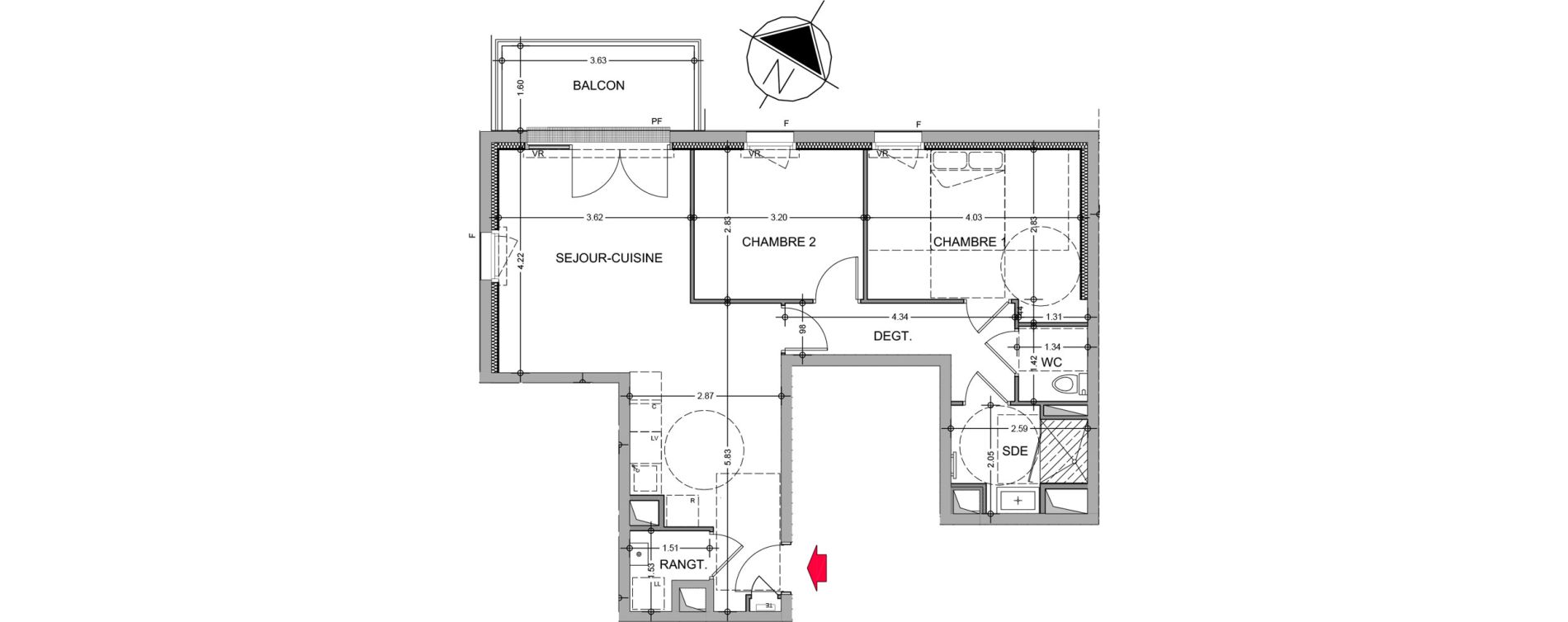 Appartement T3 de 61,62 m2 &agrave; Avrill&eacute; Le bois du roi