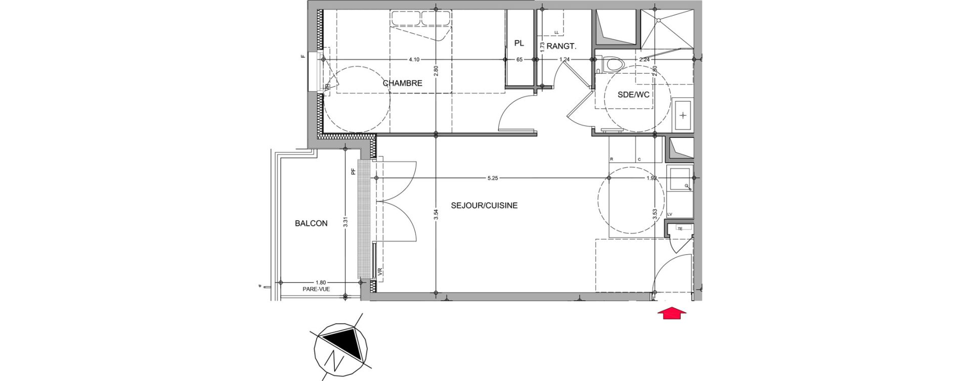 Appartement T2 de 46,80 m2 &agrave; Avrill&eacute; Le bois du roi