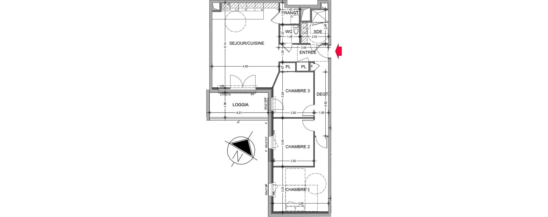 Appartement T4 de 82,27 m2 &agrave; Avrill&eacute; Le bois du roi