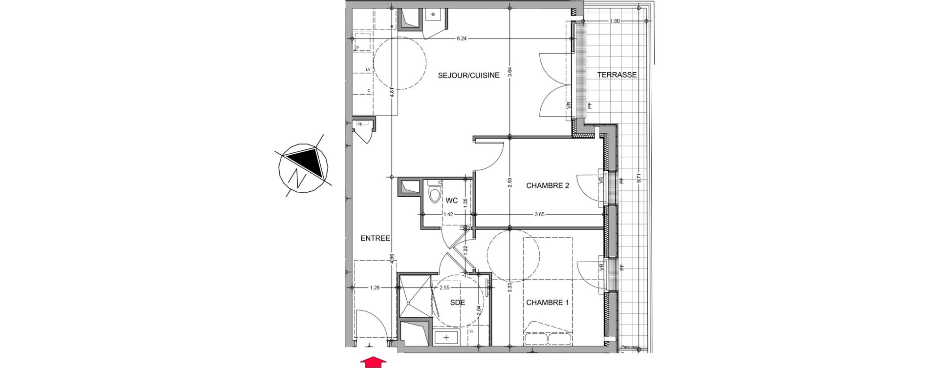 Appartement T3 de 62,35 m2 &agrave; Avrill&eacute; Le bois du roi