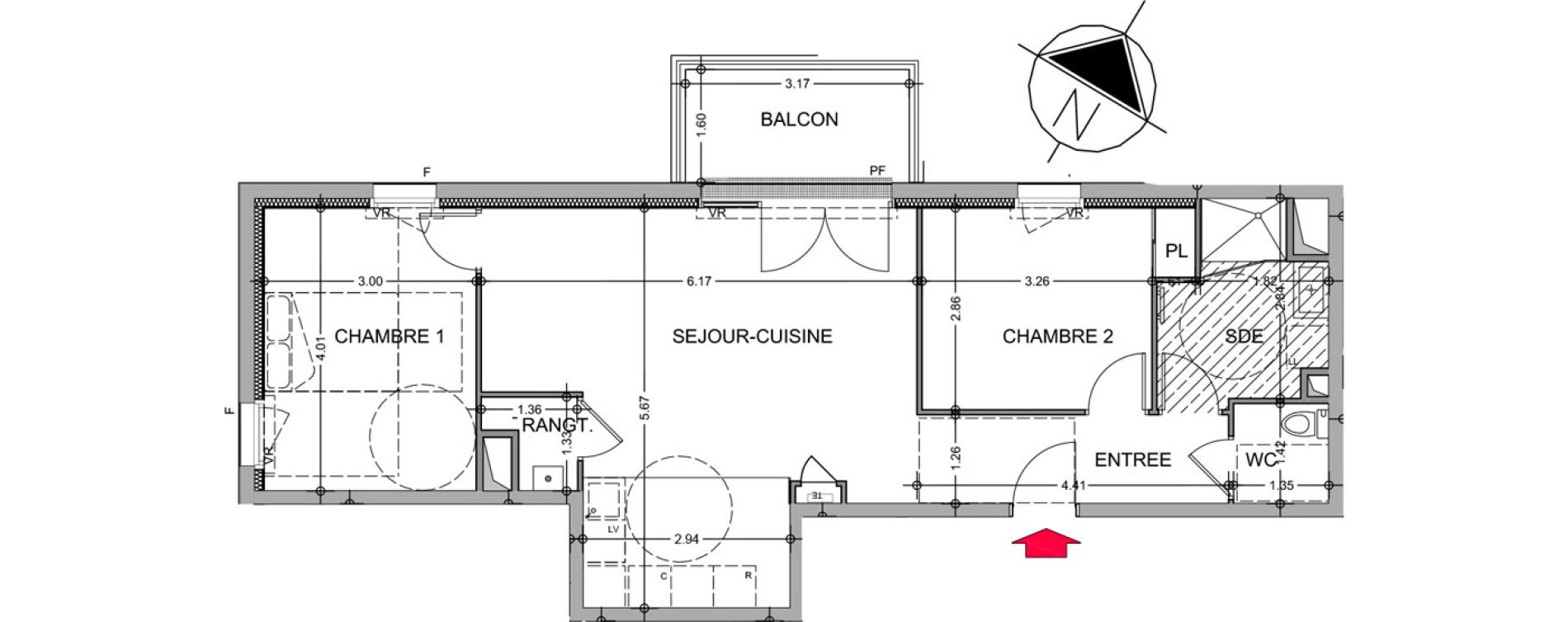 Appartement T3 de 64,10 m2 &agrave; Avrill&eacute; Le bois du roi