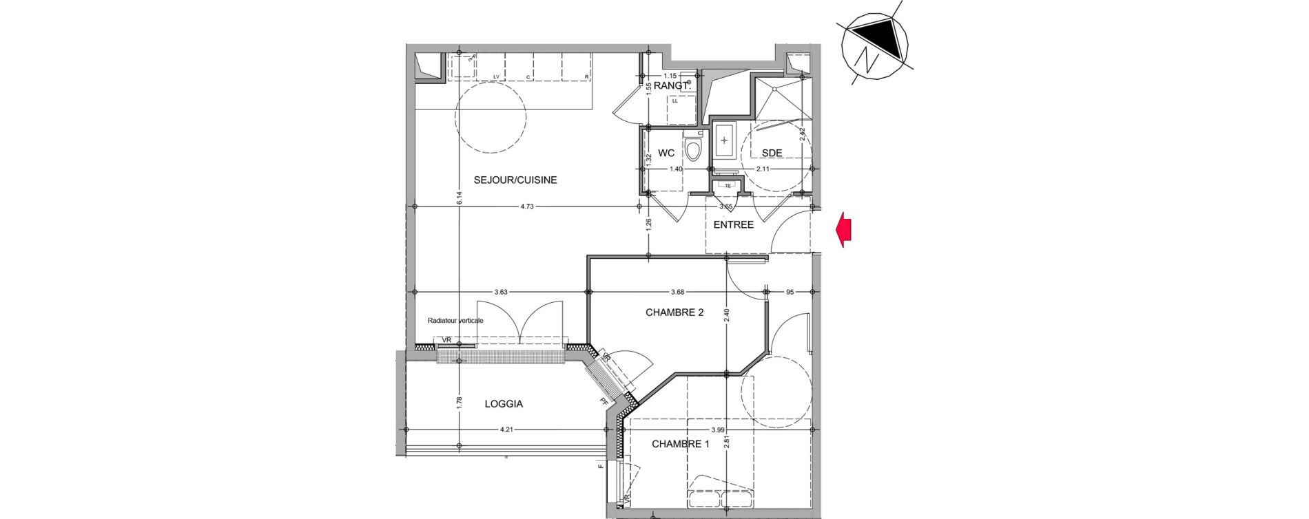 Appartement T3 de 60,72 m2 &agrave; Avrill&eacute; Le bois du roi