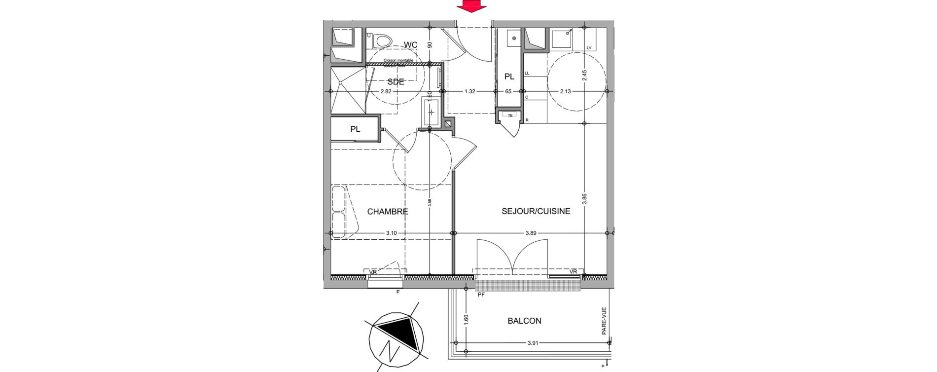 Appartement T2 de 41,90 m2 &agrave; Avrill&eacute; Le bois du roi