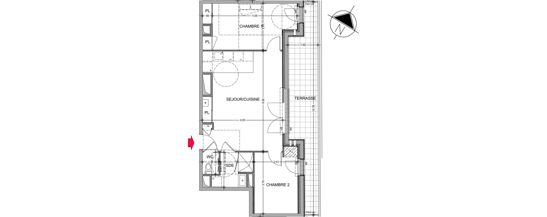 Appartement T3 de 57,74 m2 à Avrillé Le bois du roi