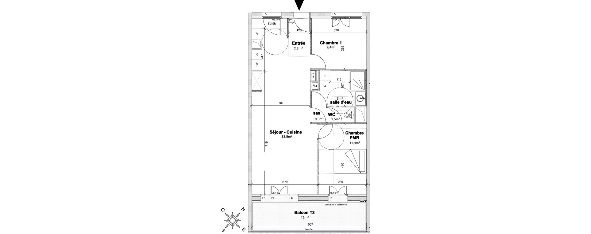Appartement T3 de 65,40 m2 &agrave; Avrill&eacute; Centre ville