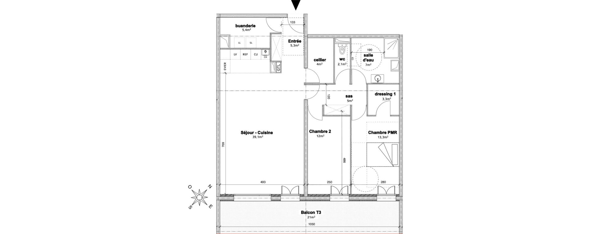 Appartement T3 de 96,50 m2 &agrave; Avrill&eacute; Centre ville