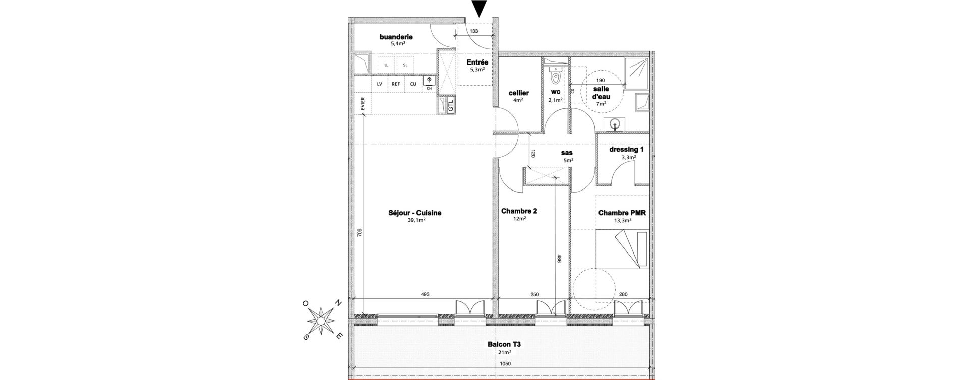 Appartement T3 de 96,50 m2 &agrave; Avrill&eacute; Centre ville