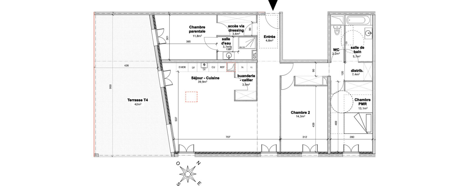 Appartement T4 de 110,00 m2 &agrave; Avrill&eacute; Centre ville