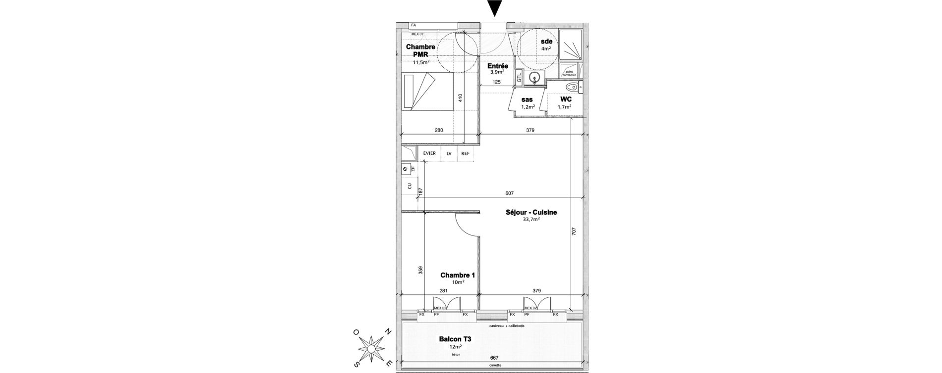 Appartement T3 de 66,00 m2 &agrave; Avrill&eacute; Centre ville