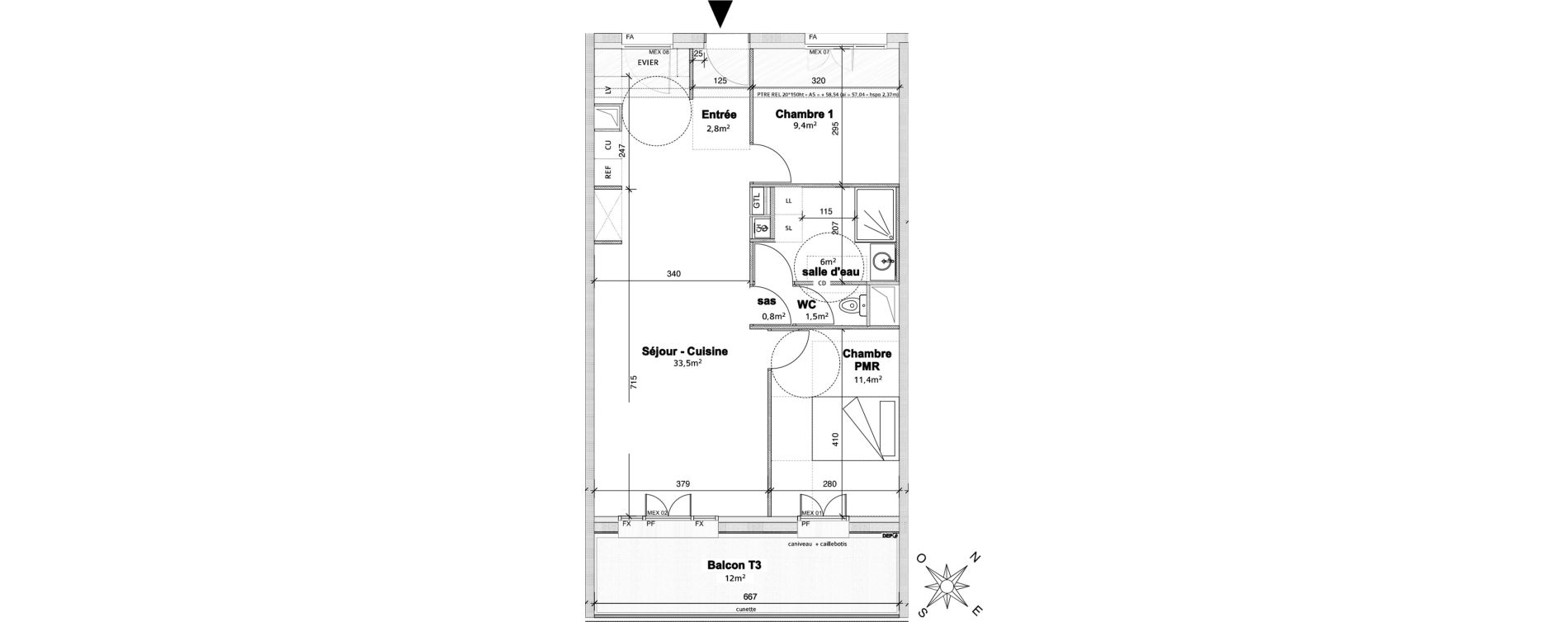 Appartement T3 de 65,40 m2 &agrave; Avrill&eacute; Centre ville