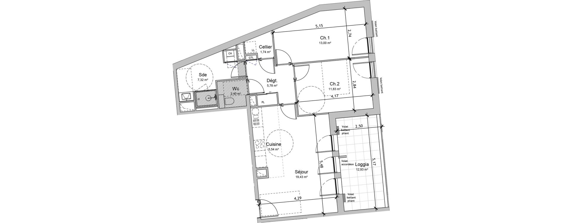 Appartement T3 de 67,04 m2 &agrave; Bouchemaine Centre