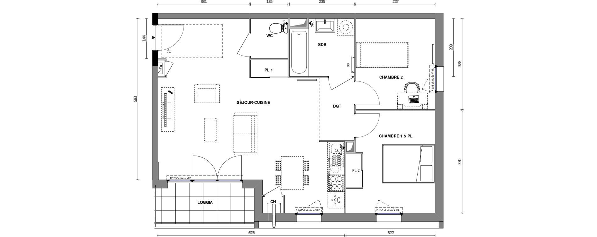 Appartement T3 de 64,20 m2 &agrave; Chemill&eacute; Chemille en anjou