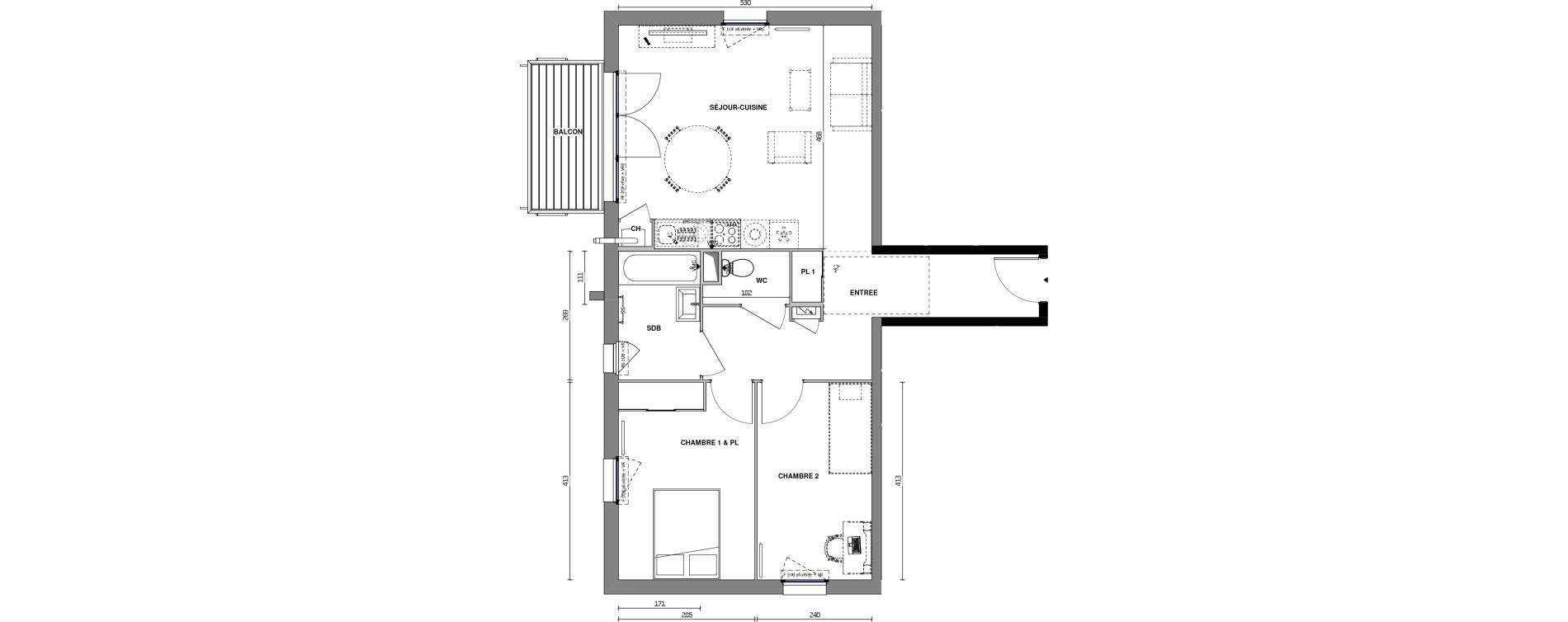 Appartement T3 de 64,40 m2 &agrave; Chemill&eacute; Chemille en anjou