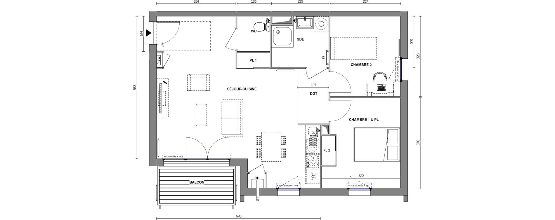 Appartement T3 de 63,90 m2 &agrave; Chemill&eacute; Chemille en anjou