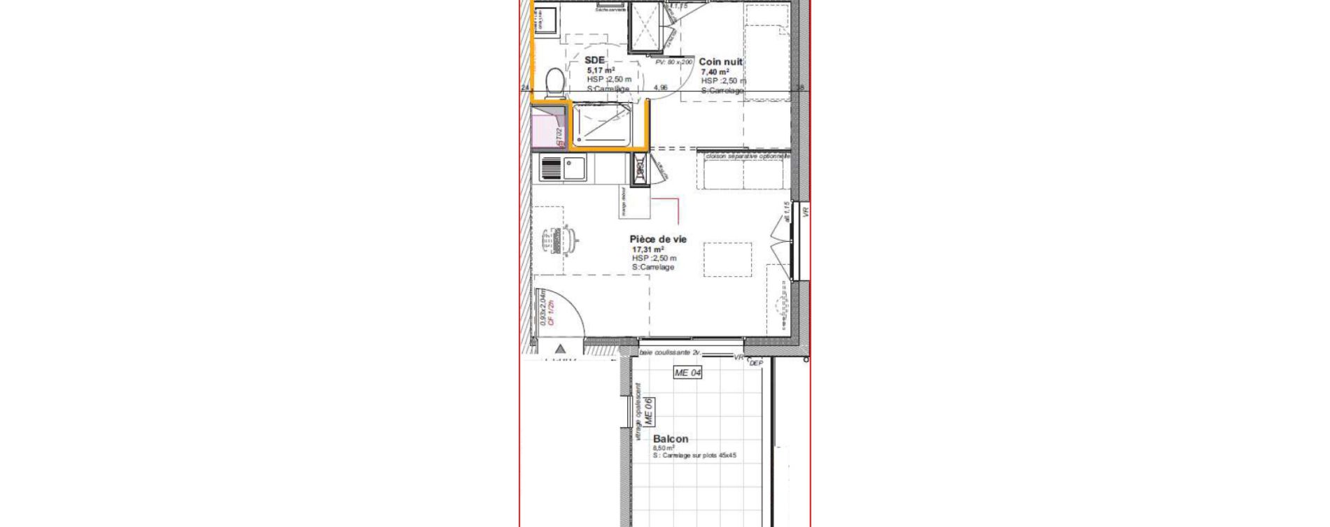 Appartement T1 bis de 30,42 m2 &agrave; Cholet Pasteur - demi-lune