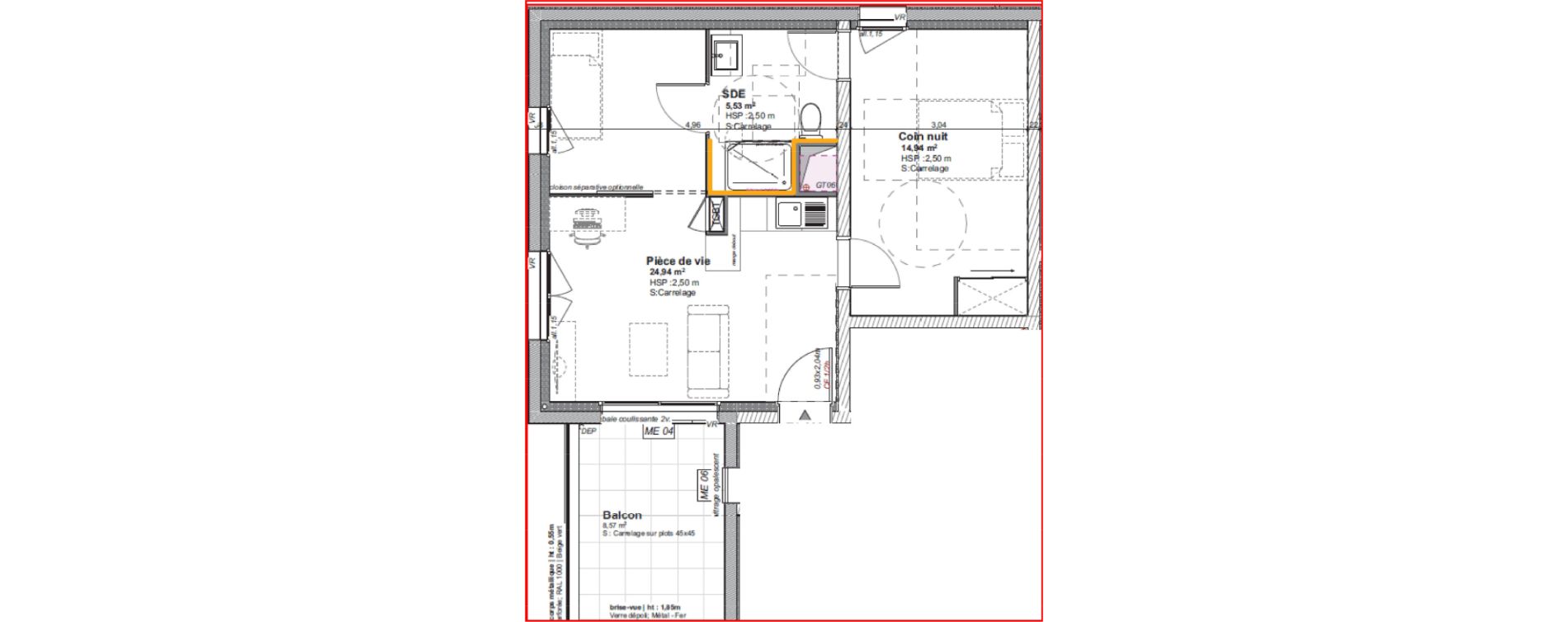 Appartement T2 bis de 45,41 m2 &agrave; Cholet Pasteur - demi-lune