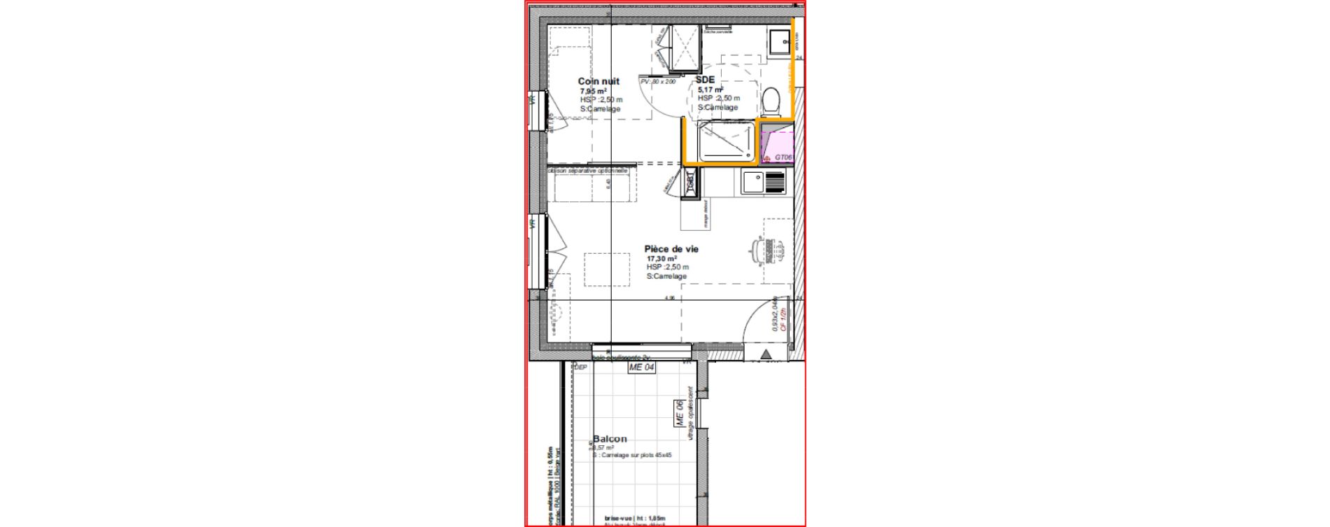 Appartement T1 bis de 30,42 m2 &agrave; Cholet Pasteur - demi-lune